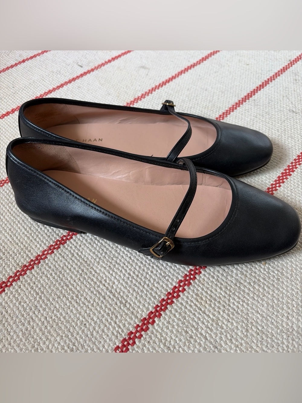 Cole Haan Yelena Black Leather Maryjane Ballet Flats